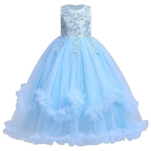 Girls blue lace pageant - girls,