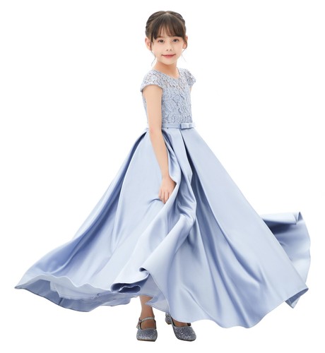 Satin flower girl dress ivory - satin,