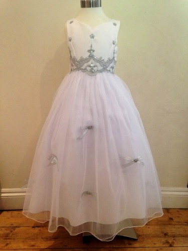 New white silver flowergirl - new, white+silver