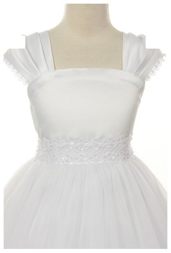 Flower girl cap sleeved - cap, beaded